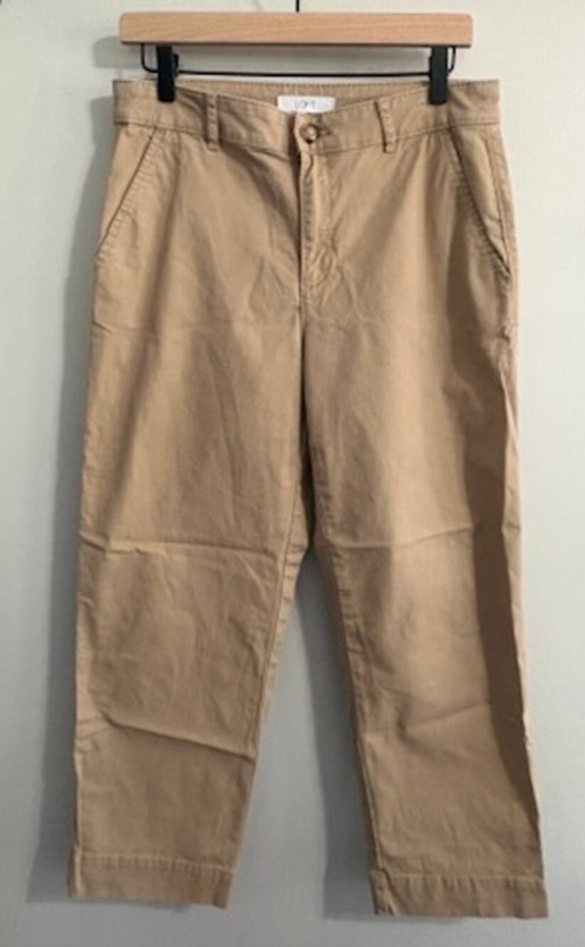 LOFT Womens Tan Khaki Flat Front Casual Chinos Trousers Pants SP24 Style #750180